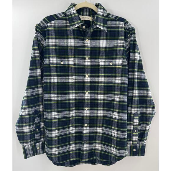 Taylor Stitch Yosemite Shirt Navy Tartan Flannel Button Down Shirt 40 Medium - Picture 1 of 7